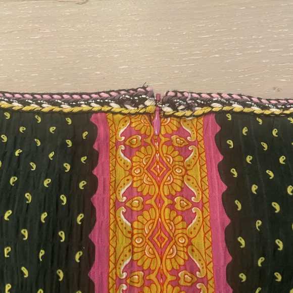 Zara Bohemian multi color skirt with from slit & tie Sz L - Picture 4 of 5